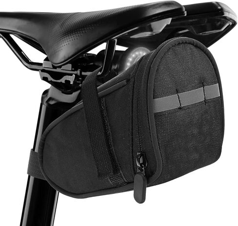 Reflective Bike Seat Bag, Black Bicycle Saddle Bag, Waterproof Bike Pouch, 18 x 8.5 x 10 cm Bikes Storage Bags, Cycling Accessories for Mountain Road Foldable Bikes in Kuwait