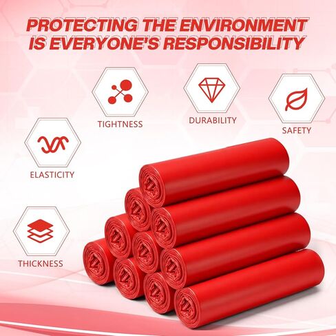 300 Pcs Small Red Trash Bag 9 x 13 Red Biohazard Bags Garbage Bag with Strong Adhesive Strip Waste Trash Bags Hazardous Biohazard Infectious Container for Home Lab Hospital Office Clinics Vet in Saudi Arabia