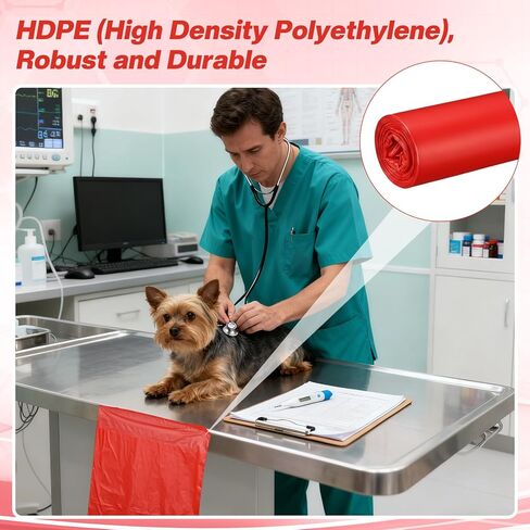 300 Pcs Small Red Trash Bag 9 x 13 Red Biohazard Bags Garbage Bag with Strong Adhesive Strip Waste Trash Bags Hazardous Biohazard Infectious Container for Home Lab Hospital Office Clinics Vet in Saudi Arabia
