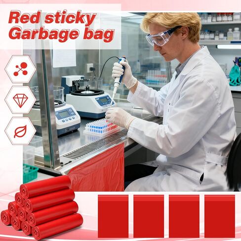 300 Pcs Small Red Trash Bag 9 x 13 Red Biohazard Bags Garbage Bag with Strong Adhesive Strip Waste Trash Bags Hazardous Biohazard Infectious Container for Home Lab Hospital Office Clinics Vet in Saudi Arabia