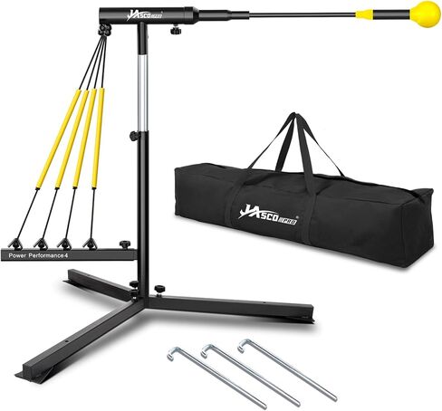 مدرب ضرب البيسبول مع 4 أحزمة طاقة، مدرب تأرجح الكرة اللينة لإعادة الضبط التلقائي للضرب، ممارسة الضرب، ارتفاع قابل للتعديل 31-47 بوصة معدات تدريب البيسبول مع أوتاد معدنية وحقيبة حمل in Kuwait