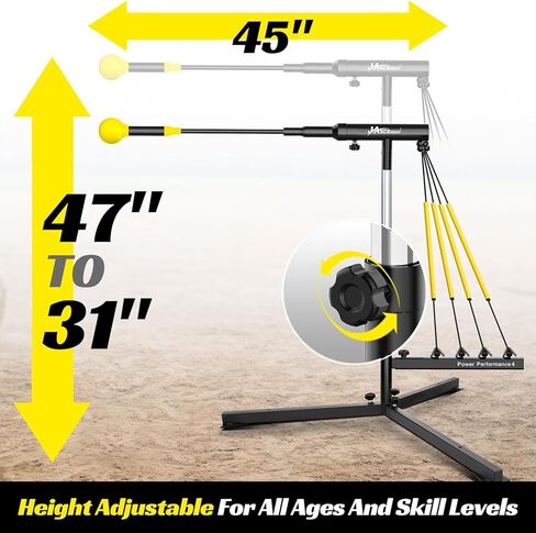 مدرب ضرب البيسبول مع 4 أحزمة طاقة، مدرب تأرجح الكرة اللينة لإعادة الضبط التلقائي للضرب، ممارسة الضرب، ارتفاع قابل للتعديل 31-47 بوصة معدات تدريب البيسبول مع أوتاد معدنية وحقيبة حمل in Kuwait