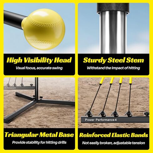 مدرب ضرب البيسبول مع 4 أحزمة طاقة، مدرب تأرجح الكرة اللينة لإعادة الضبط التلقائي للضرب، ممارسة الضرب، ارتفاع قابل للتعديل 31-47 بوصة معدات تدريب البيسبول مع أوتاد معدنية وحقيبة حمل in Kuwait