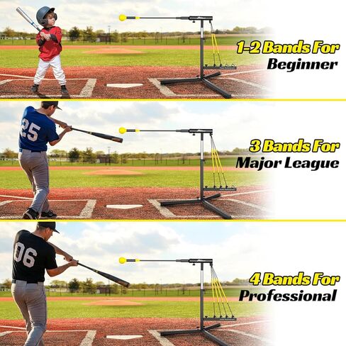 مدرب ضرب البيسبول مع 4 أحزمة طاقة، مدرب تأرجح الكرة اللينة لإعادة الضبط التلقائي للضرب، ممارسة الضرب، ارتفاع قابل للتعديل 31-47 بوصة معدات تدريب البيسبول مع أوتاد معدنية وحقيبة حمل in Kuwait