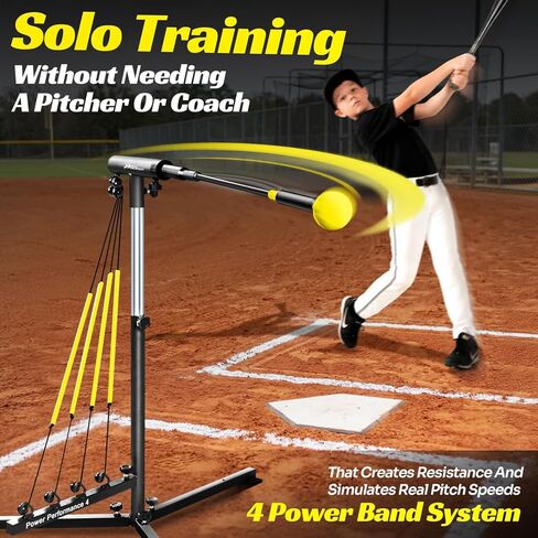مدرب ضرب البيسبول مع 4 أحزمة طاقة، مدرب تأرجح الكرة اللينة لإعادة الضبط التلقائي للضرب، ممارسة الضرب، ارتفاع قابل للتعديل 31-47 بوصة معدات تدريب البيسبول مع أوتاد معدنية وحقيبة حمل in Kuwait