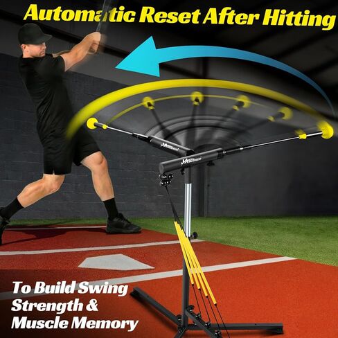 مدرب ضرب البيسبول مع 4 أحزمة طاقة، مدرب تأرجح الكرة اللينة لإعادة الضبط التلقائي للضرب، ممارسة الضرب، ارتفاع قابل للتعديل 31-47 بوصة معدات تدريب البيسبول مع أوتاد معدنية وحقيبة حمل in Kuwait