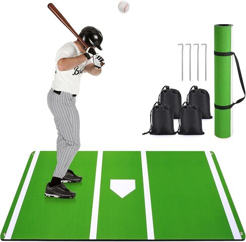 TOBWOLF Baseball Batting Mat, Baseball & Softball Batting Mats with Home Plate for Stance Practice, Backyard & Home Use in Saudi Arabia