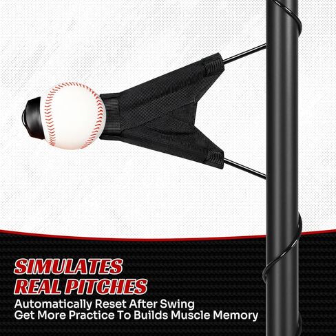 مدرب تأرجح البيسبول، مدرب الضرب المحمول مع إعادة الضبط التلقائي وارتفاع الكرة قابل للتعديل، معدات تدريب تأرجح البيسبول المنفردة للشباب والكبار، إعداد سهل لا حاجة لأي أدوات in Kuwait