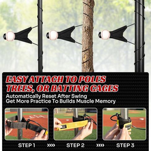 مدرب تأرجح البيسبول، مدرب الضرب المحمول مع إعادة الضبط التلقائي وارتفاع الكرة قابل للتعديل، معدات تدريب تأرجح البيسبول المنفردة للشباب والكبار، إعداد سهل لا حاجة لأي أدوات in Kuwait