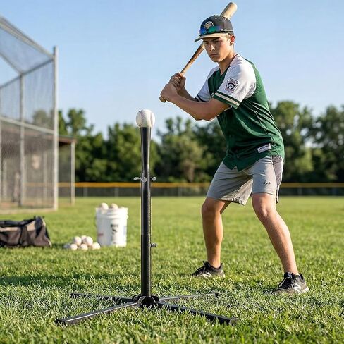 2 in1 Baseball Swing Trainer with X Base, Height Adjustable 20-54 inches, 2 Sandbags for Maximum Stability, 3 Balls & 4 Ground Stakes, Great for Improve Swing Power, Accuracy in Saudi Arabia