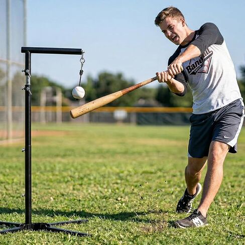 2 in1 Baseball Swing Trainer with X Base, Height Adjustable 20-54 inches, 2 Sandbags for Maximum Stability, 3 Balls & 4 Ground Stakes, Great for Improve Swing Power, Accuracy in Saudi Arabia