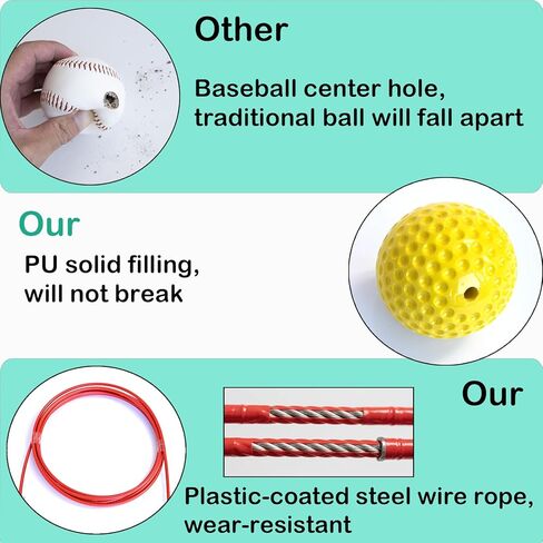 Baseball and Softball Batting Training Rope, Baseball Softball Hitting Trainer Aid,Rope bat Swing Trainer,Baseball and Softball Training Equipment,Develop Better Hitting Skills. in Saudi Arabia