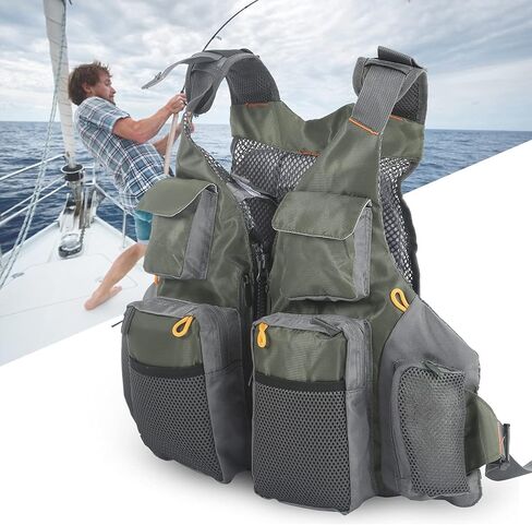 Generic Fishing Vest, Multi Pocket Adjustable Waistcoat, Floating Pad Vest for Motorboats, Boating, Water Surfing, Sailing & Windsurfing in Kuwait