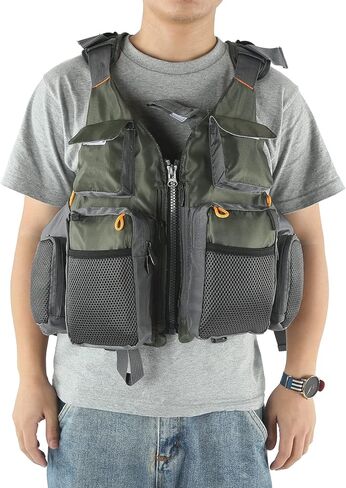Generic Fishing Vest, Multi Pocket Adjustable Waistcoat, Floating Pad Vest for Motorboats, Boating, Water Surfing, Sailing & Windsurfing in Kuwait