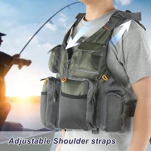 Generic Fishing Vest, Multi Pocket Adjustable Waistcoat, Floating Pad Vest for Motorboats, Boating, Water Surfing, Sailing & Windsurfing in Kuwait
