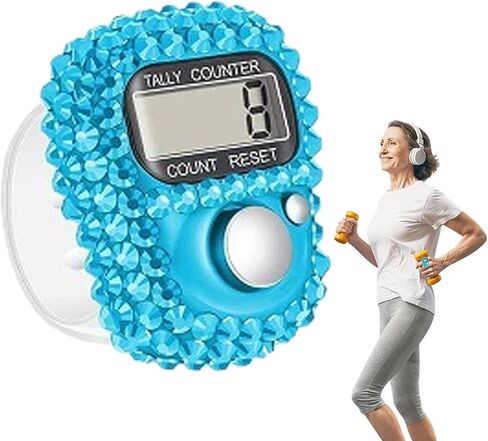 Blue Electronic Finger Tally Counter, Convenient Finger Clicker Counter, Portable Digital Display Tally Counter, Resettable Mini Lap Counter, Clicker Counter, Track and Field Lap Counters in Saudi Arabia
