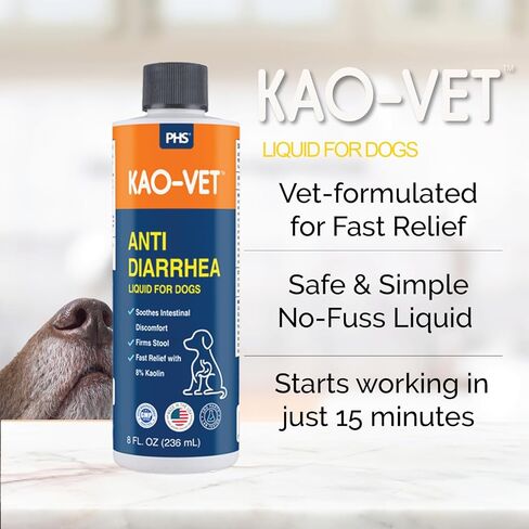 سائل كاو فيت المضاد للإسهال للكلاب والجراء (8 أونصة سائلة) - سريع المفعول، تخفيف لطيف للإسهال مع 8% كاولين وكاوبيكتات - اضطراب في المعدة، وشد البراز، وصحة الأمعاء، وتلطيف الانزعاج المعوي in Kuwait