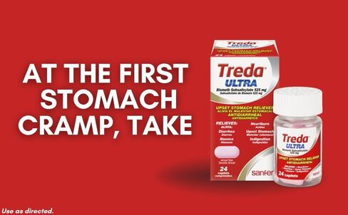 Treda Ultra Bismuth Subsalicylate 525 mg, Upset Stomach Relief, Antidiarrheal Caplets, 24 Count, 2 Pack in Saudi Arabia