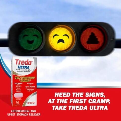 Treda Ultra Bismuth Subsalicylate 525 mg, Upset Stomach Relief, Antidiarrheal Caplets, 24 Count, 2 Pack in Saudi Arabia