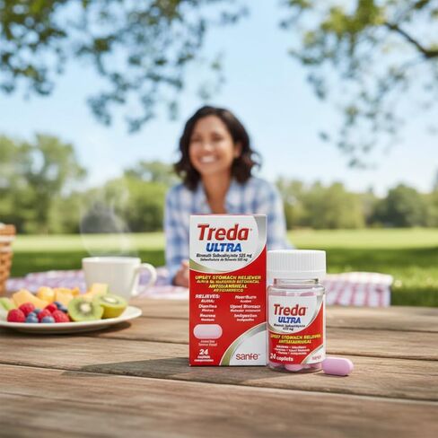 Treda Ultra Bismuth Subsalicylate 525 mg, Upset Stomach Relief, Antidiarrheal Caplets, 24 Count, 2 Pack in Saudi Arabia