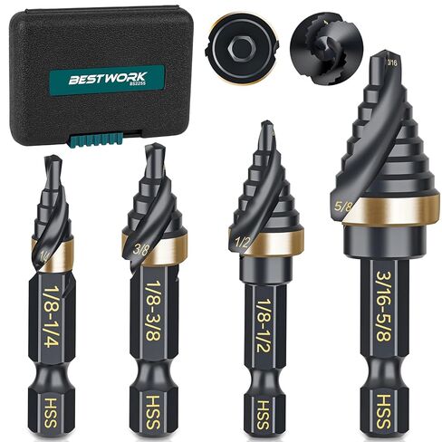 Unibit Step Drill Bit 1/2 "، HSS Single Size Step Bit، 1/4" Hex Shank Step Bit للمعادن الرقيقة والخشب والبلاستيك in Kuwait