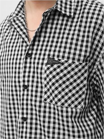 Oyoangle Men Block Block Blaid Blaid Button Down Short Sleeve Tirts Pocket Mort in Saudi Arabia
