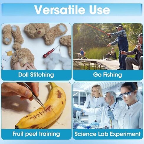 خيط ممارسة الخياطة مع مجموعة إبرة، خيط الخياطة لتدريب الطلاب فقط، 3/0 مجموعة ربط عقدة من النايلون أحادية الخيط لمنصات الغرز، قشور الفاكهة (12 حزمة) in Kuwait