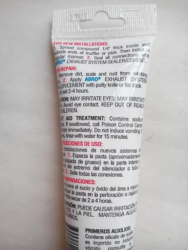 إسمنت مانع تسرب نظام العادم من ABRO، 6 أونصة، محلول إصلاح تسرب العادم، مقوى بالحديد، يتحمل حتى 2000 درجة فهرنهايت، مثالي لكاتم الصوت وأنابيب العادم والمحولات الحفازة والرنانات in Kuwait
