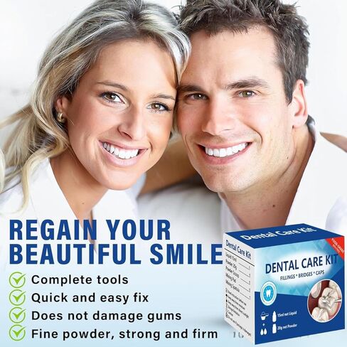 طقم إصلاح الأسنان، طقم استبدال الأسنان المؤقتة، طقم أسنان أسمنت الأوجينول من أكسيد الزنك للأسنان المكسورة والأسنان المفقودة وحشوات التاج والجسور، تحسين الابتسامة 4 قطع in Kuwait
