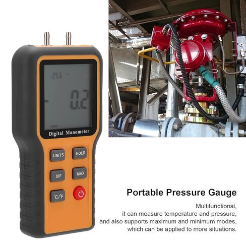 Fafeicy Handheld Digital Manometer, ±2. Psi Range, 11 Units, ABS Material, 9V Battery Powered, with Storage Bag, for Air Pressure Measurement in Saudi Arabia