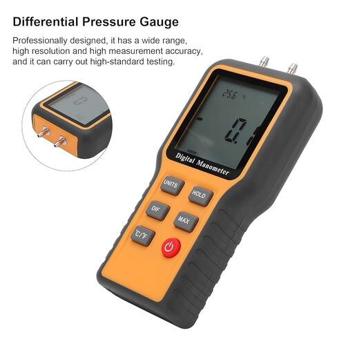 Fafeicy Handheld Digital Manometer, ±2. Psi Range, 11 Units, ABS Material, 9V Battery Powered, with Storage Bag, for Air Pressure Measurement in Saudi Arabia