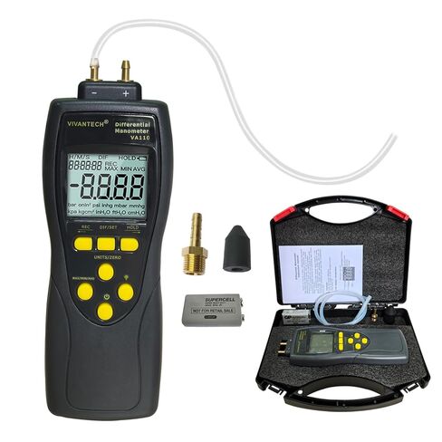 جهاز قياس الضغط التفاضلي للضغط الغاز VA110 - 35PSI/241.3kPa مقياس عالي الدقة مع تخزين البيانات، وإيقاف التشغيل التلقائي، وشاشة LCD بإضاءة خلفية للسيارات وأنظمة التدفئة والتهوية وتكييف الهواء in Kuwait