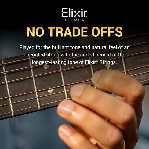 Elixir Strings, ATTUNE Acoustic Guitar Strings, Phosphor Bronze, Longest-Lasting Crisp and Clear Tone with Natural Feel, 6 String Set, Medium 13-56 in Saudi Arabia