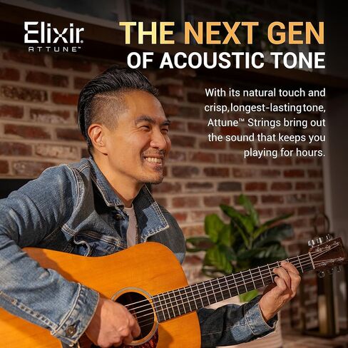 Elixir Strings, ATTUNE Acoustic Guitar Strings, Phosphor Bronze, Longest-Lasting Crisp and Clear Tone with Natural Feel, 6 String Set, Medium 13-56 in Saudi Arabia