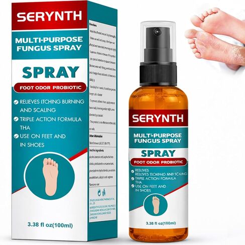 بخاخ تولنافتات 1% للرياضيين مضاد للفطريات ومزيل الروائح الكريهة للقدم والأحذية - يساعد على تخفيف الحكة والحروق والتقشير ورائحة القدم والأحذية الكريهة، بخاخ مزيل العرق سريع الجفاف وغير دهني - 3.4 أونصة سائلة in Kuwait