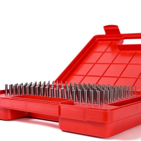 مجموعة مقاييس الدبوس، M1 (0.061 بوصة - 0.250 بوصة) مجموعة دبوس قياس، 190 قطعة مقياس دبوس فئة ZZ مع حقيبة تخزين، مجموعة دبوس فولاذية دقيقة للقياس، HRC 60-62 in Kuwait