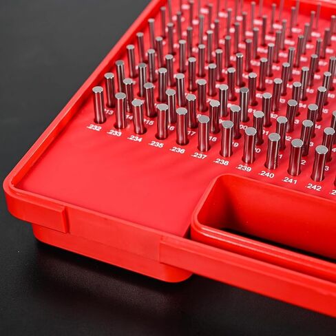 مجموعة مقاييس الدبوس، M1 (0.061 بوصة - 0.250 بوصة) مجموعة دبوس قياس، 190 قطعة مقياس دبوس فئة ZZ مع حقيبة تخزين، مجموعة دبوس فولاذية دقيقة للقياس، HRC 60-62 in Kuwait