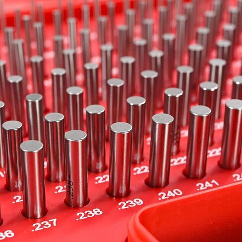 مجموعة مقاييس الدبوس، M1 (0.061 بوصة - 0.250 بوصة) مجموعة دبوس قياس، 190 قطعة مقياس دبوس فئة ZZ مع حقيبة تخزين، مجموعة دبوس فولاذية دقيقة للقياس، HRC 60-62 in Kuwait