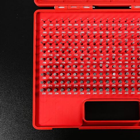 مجموعة مقاييس الدبوس، M1 (0.061 بوصة - 0.250 بوصة) مجموعة دبوس قياس، 190 قطعة مقياس دبوس فئة ZZ مع حقيبة تخزين، مجموعة دبوس فولاذية دقيقة للقياس، HRC 60-62 in Kuwait