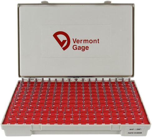 Vermont Gage Steel No-Go Pin Gage Set, Tolerance Class ZZ, 0.0610 - 0.2500" Gage Diameter (Set of 190) in Saudi Arabia
