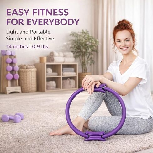 Pilates Ring 14 Inch for Full-Body Workouts – Lightweight Magic Circle for Home Pilates, Toning & Strength Training – Durable Dual-Grip Exercise Ring for Thighs, Arms & Core – Purple in Saudi Arabia