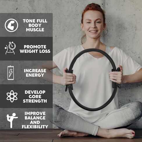Syhood Pilates Ring 11. 81 Inch Pilates Circle Yoga Ring Magic Lightweight Flexible Workout Equipment for Fitness Physical Therapy Resistance Exercise Arms Legs in Saudi Arabia
