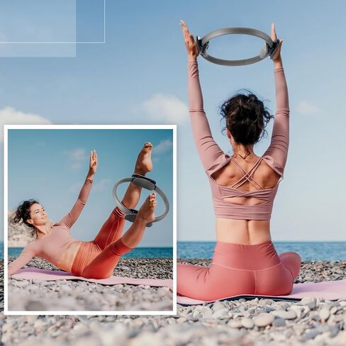 Syhood Pilates Ring 11. 81 Inch Pilates Circle Yoga Ring Magic Lightweight Flexible Workout Equipment for Fitness Physical Therapy Resistance Exercise Arms Legs in Saudi Arabia
