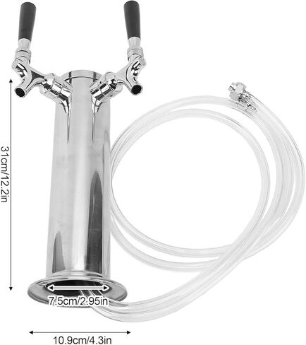 Stainless Steel Dual Tap Kegerator Draft Beer Tower Dispenser Kit - Efficient Design for Party Bar Pub - Premium Quality in Kuwait