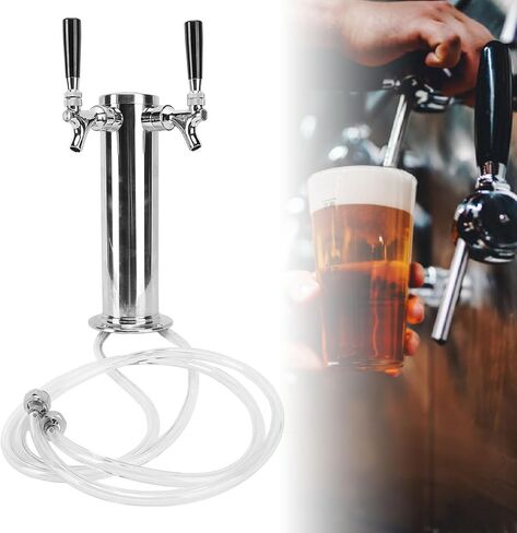 Stainless Steel Dual Tap Kegerator Draft Beer Tower Dispenser Kit - Efficient Design for Party Bar Pub - Premium Quality in Kuwait