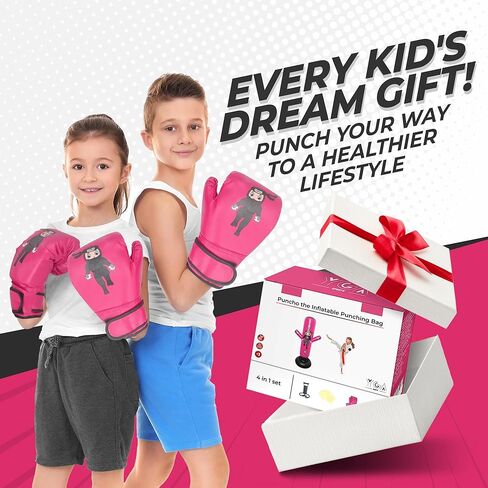 مجموعات الملاكمة - 1 تشومي دينو (48 بوصة) + 1 كيس ملاكمة بونشو نينجا (63 بوصة) للأطفال - مجموعة كاملة للملاكمة قابلة للنفخ للأعمار من 3 إلى 12 عامًا مع قفازات ومضخات وكتاب إلكتروني للتدريب in Kuwait