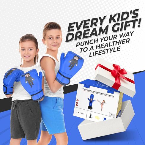مجموعات الملاكمة - 1 تشومي دينو (48 بوصة) + 1 كيس ملاكمة بونشو نينجا (63 بوصة) للأطفال - مجموعة كاملة للملاكمة قابلة للنفخ للأعمار من 3 إلى 12 عامًا مع قفازات ومضخات وكتاب إلكتروني للتدريب in Kuwait