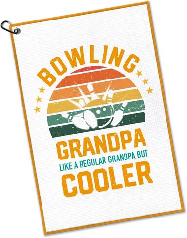 Bowling Grandpa Towel with Clip, Funny Bowls Accessories for Men Women, Father's Day Birthday Retirement Gifts for Bowler Lover, Bowling Gifts for Dad Grandpa Mom Friend in Saudi Arabia