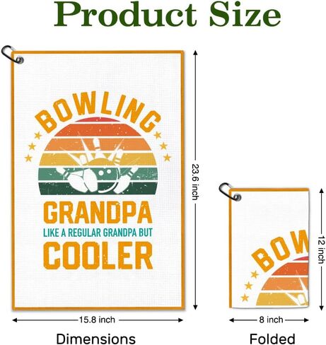 Bowling Grandpa Towel with Clip, Funny Bowls Accessories for Men Women, Father's Day Birthday Retirement Gifts for Bowler Lover, Bowling Gifts for Dad Grandpa Mom Friend in Saudi Arabia