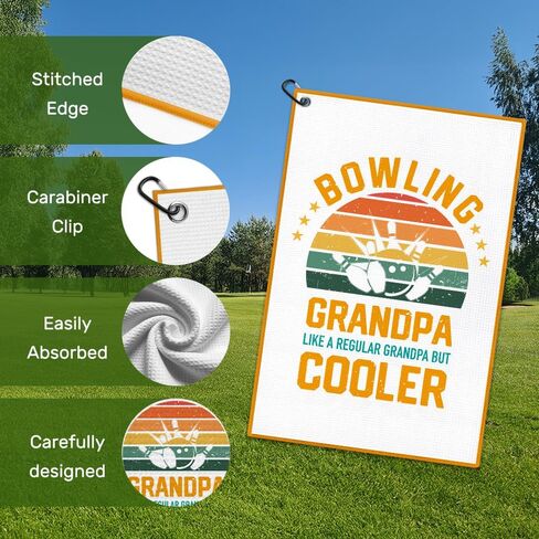 Bowling Grandpa Towel with Clip, Funny Bowls Accessories for Men Women, Father's Day Birthday Retirement Gifts for Bowler Lover, Bowling Gifts for Dad Grandpa Mom Friend in Saudi Arabia
